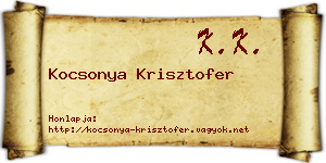 Kocsonya Krisztofer névjegykártya